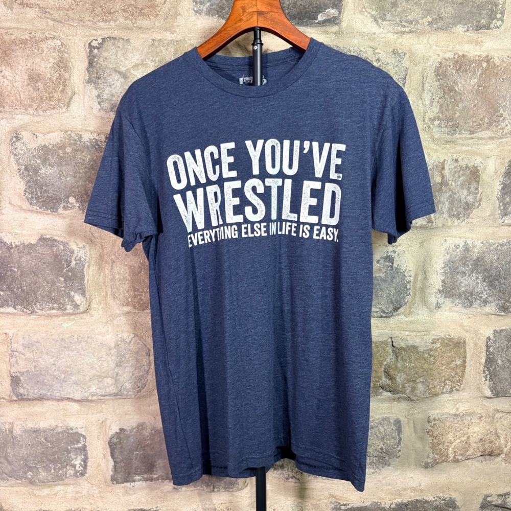 Ranger Up Mens Wrestling Motivational Graphic T-Shirt Heather Navy‎ Blue Size M
